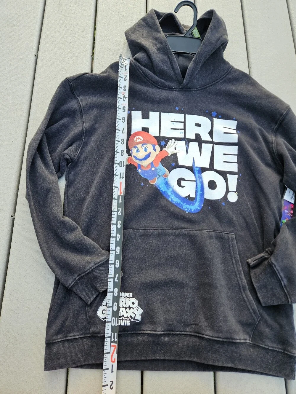 NWT Super Mario Galaxy Movie Boys Hoodie xl 14-16 Black Mineral Wash Nintendo